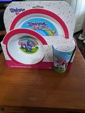 Unicorn Rainbow Dinner Set Plate, Cup Bowl