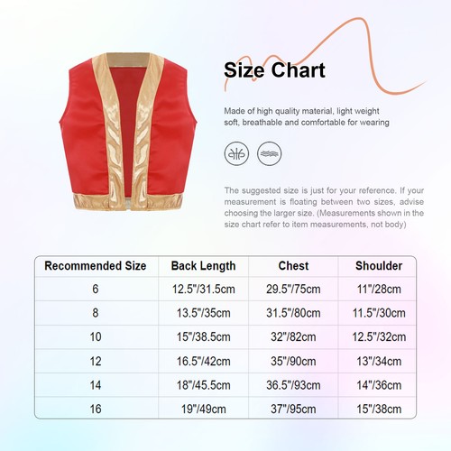 Kids Christmas Dance Costume Open Front Sequin Santa Elf Vest Performance Tops - Picture 40 of 67