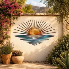 Metal Sun Ocean Wall Art Coastal Beach House Decor Nautical Gift