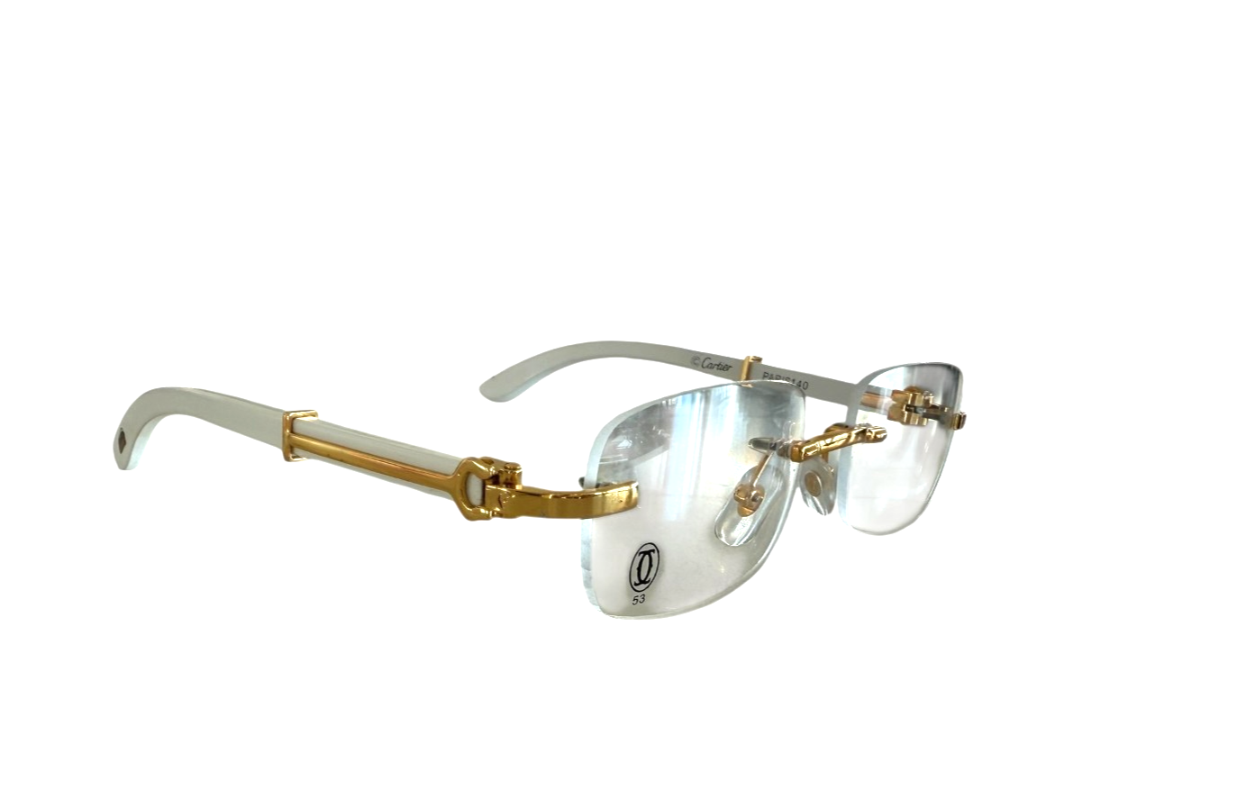 Cartier Vintage Rectangular Rimless Gold Metal Unisex Eyeglasses White Gold Frame-image