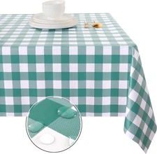 Obstal 100% Waterproof PVC Table Cloth, 78 x 54 (Rectangular), Green Teal 