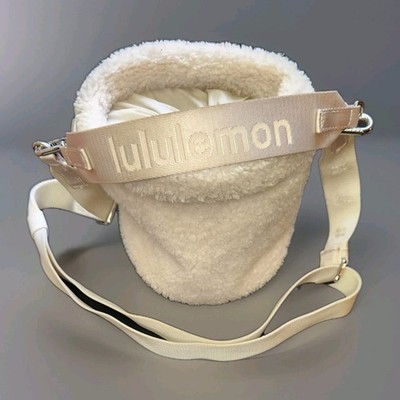 lululemon sherpa bucket bag Lululemon Sherpa Crossbody Bucket Bag White Opal NWOT Fleece Drawstring