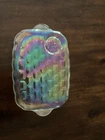 Vintage Federal Glass Company Iridescent Clear Carnival Glass Snack Plate Tray
