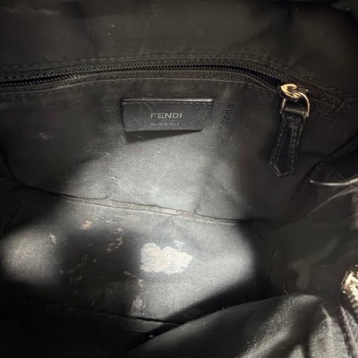 FENDI Monster Bugs Backpack Black Nylon Leather Zip Bag 