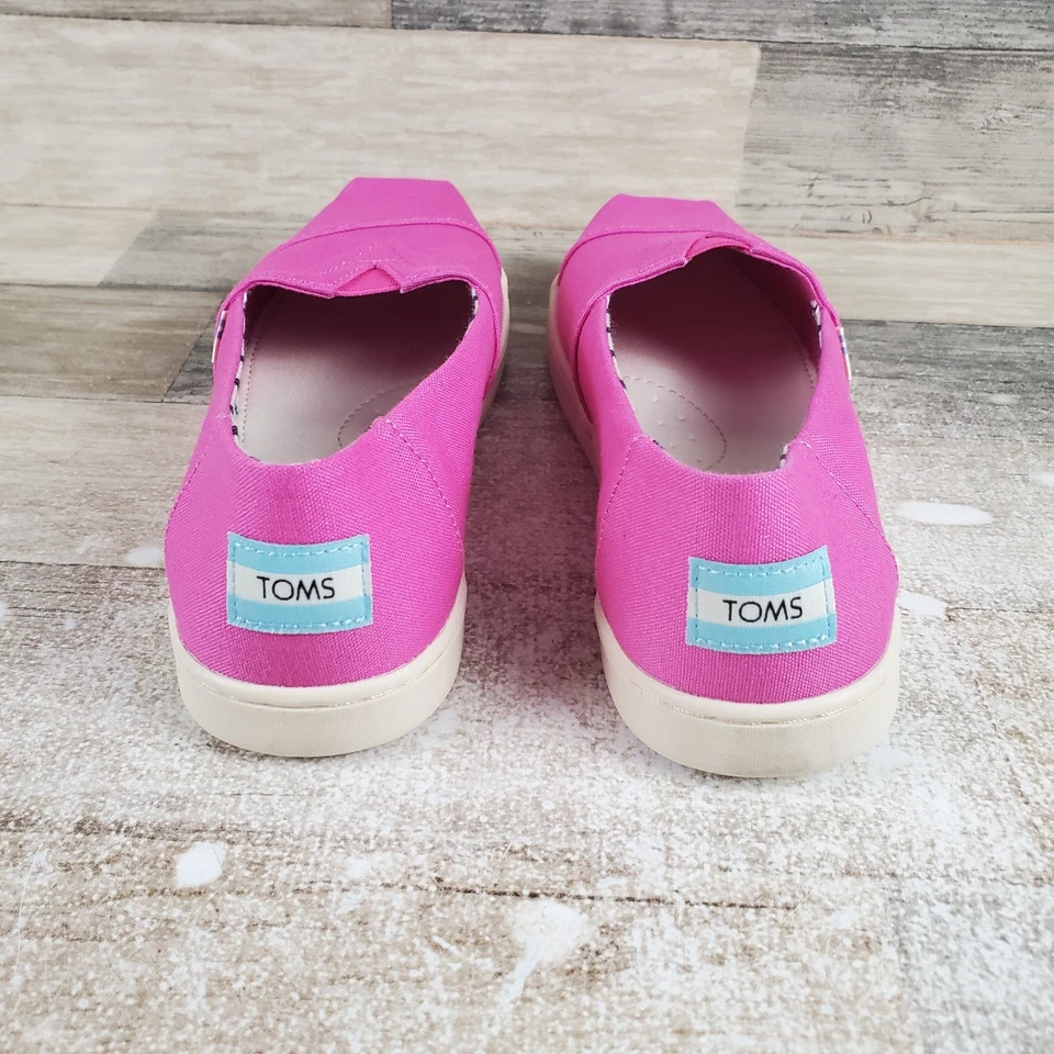 Toms Alpargata Kids Casual Shoes Sz 6 Pink Canvas Slip-on Round Toe Flats - Image 3 of 4