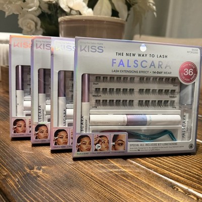 Lot of 4 KISS Products Falscara Lash Extensions Effect Eyelashes Studio Kit 