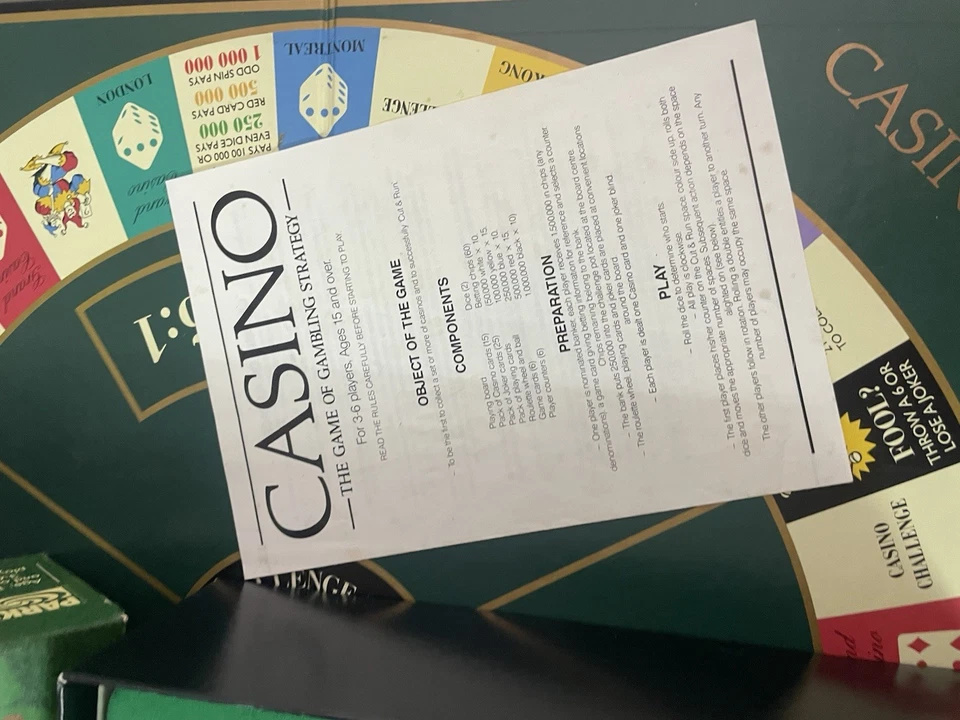 Casino The Game Of Gambling Strategy Board Game By Parker 1988 Vintage Complete - Image 4 of 4