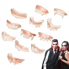 Vampire Teeth Fangs 12PCS Horror Fake Fangs for Halloween Cosplay