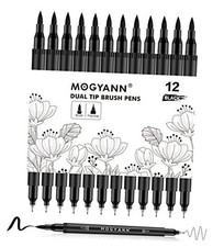 Drawing Pens, 12 Pack Dual Brush Pens Markers for Art Drawing Sketching Black