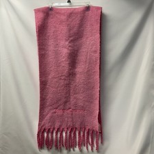 Juicy Couture Blanket Scarf One Size Pink Embroidered Fringe Soft NWT
