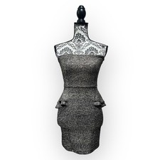 Windsor Metallic Strapless peplum Mini Dress size Small silver gold black