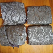 Croscill Curtain Set 2 Panels 40x96 & 2 Valances 36” Drop Brown Gold Damask...