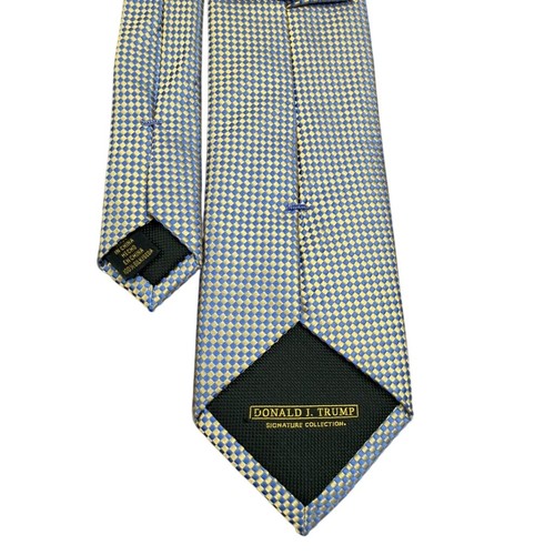 Trump Knitting Pattern Donald J Trump Signature Coll. Blue Gold Silk Micro Check Necktie 3 ...