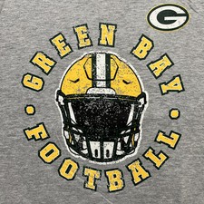 Green Bay Packers Football Shirt Gray Cotton Blend Size Large