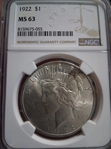 1922-P Peace Silver Dollar Certified NGC MS63