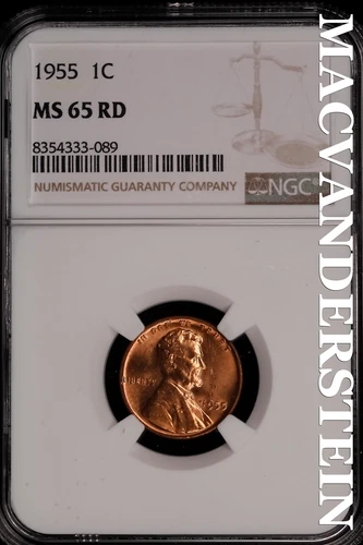 1955 Lincoln Wheat Cent- NGC-MS65 RD Gem Brilliant Uncirculated Luster #SLM329