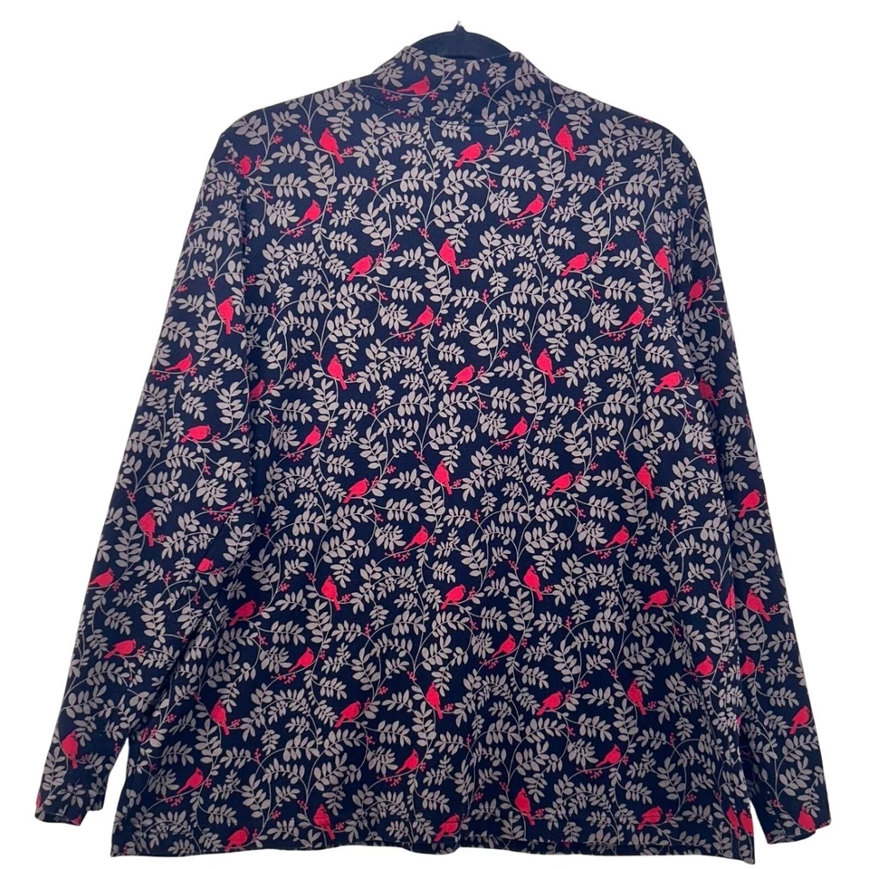 Christmas Turtleneck Top 1X Modern Cardinal Bird Leaf Print Winter Holiday Soft - Image 2 of 4