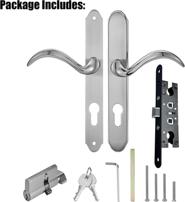 Brushed Nickel Storm Door Handle Set with 2-Point Lock for Pella
