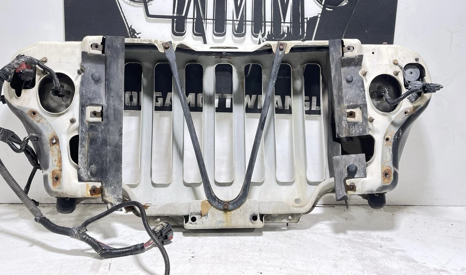 White PW1 Front Grille Grill Panel Complete Headlights 97-06 Jeep TJ Wrangler CC - Image 2 of 4