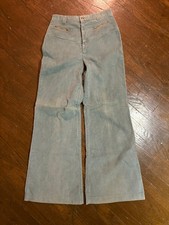 70s Vintage Sears Pastel Green Corduroy Bell Bottom Flare Pants Sz 26x31
