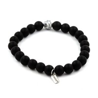 Steine Und MinéRaux. Armband Perlen Schwarz Onyx Matt + Howlith 8 Mm. Made IN