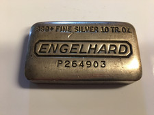 Vintage Engelhard Old Poured 10 oz .999 Fine Silver Bar #P264903 ⭐️