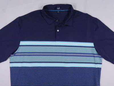 Dunhill Links golf colorblock stripe summer comfort performance polo Mens XL ss