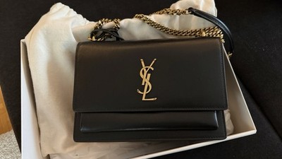 Yves Saint Laurent Tasche Sunset Damen Handtasche Schwarz Medium Leder Gold