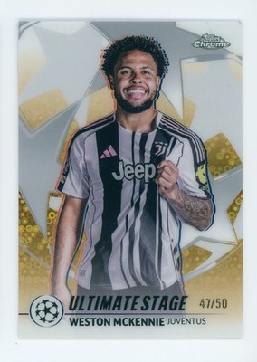 2025-26 Weston McKennie Topps UCC Ultimate Stage Gold Juventus Soccer Card 47/50