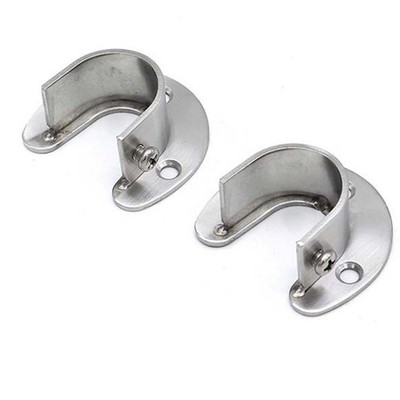2 Sets Heavy Duty Stainless Steel U Shaped Closet Pole Socket Rod Supports