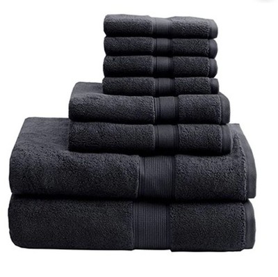 New Madison Park Signature Cotton Black Bath Towel 8-Piece Set MPS73-320