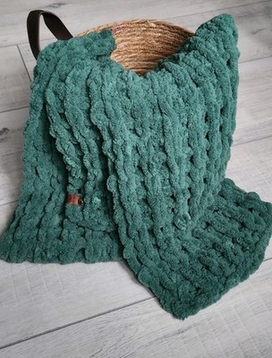 Alize Puffy Schal Handmade Grün Neu 27cm/215cm Kuschelig Weich