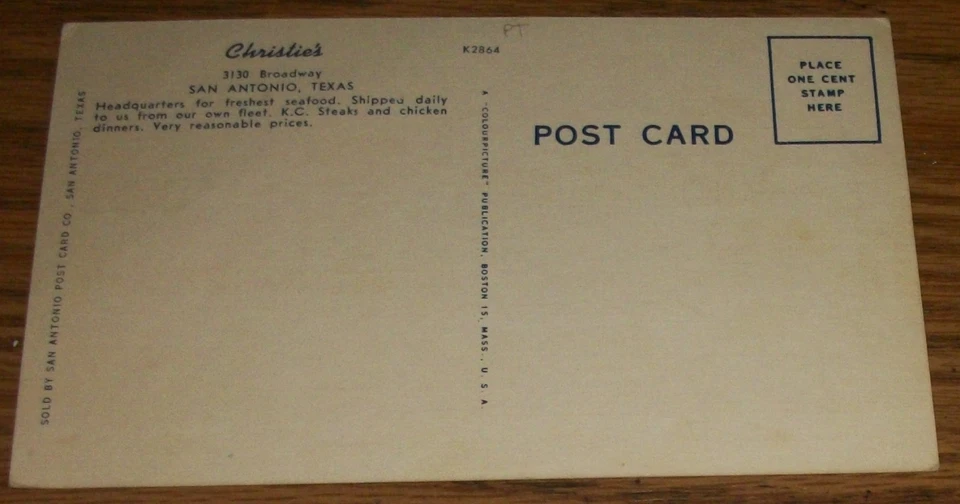 Cartão postal R6 década de 1940 San Antonio Texas Christie's Restaurant Autos - Imagem 2 de 2