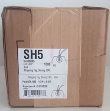 Box of 1000 RED Shipping Tags Pre Strung 13 Pt. SH5000RD 4-3/4" x 2-3/8" G11052E