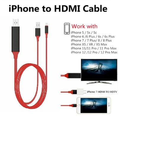 Cavo AV TV HDMI HD 2M da 8 pin per iPhone 11 12 13 14 Pro XR XS Max XS X 8 - Foto 6 di 7