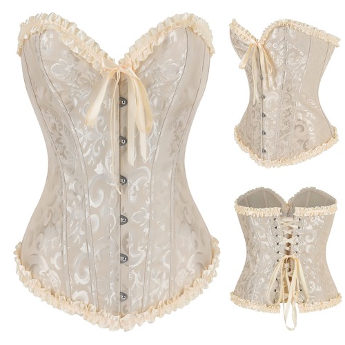 Sexy Women Overbust Boned Corset Burlesque Basque Top Lace-Up Girdle Size 6-24 - Picture 13 of 25