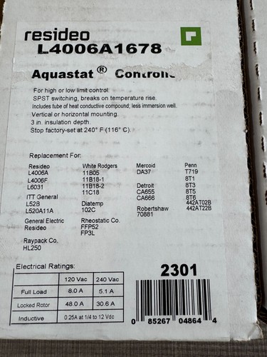 Resideo L4006A1678 Aquastat Controller NEW In Open box NEVER Used! - Picture 2 of 6