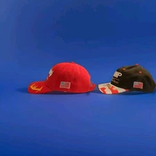 2 Trump Hats! 2024 Embroidered Black/Red - Adjustable - Baseball Cap Hat