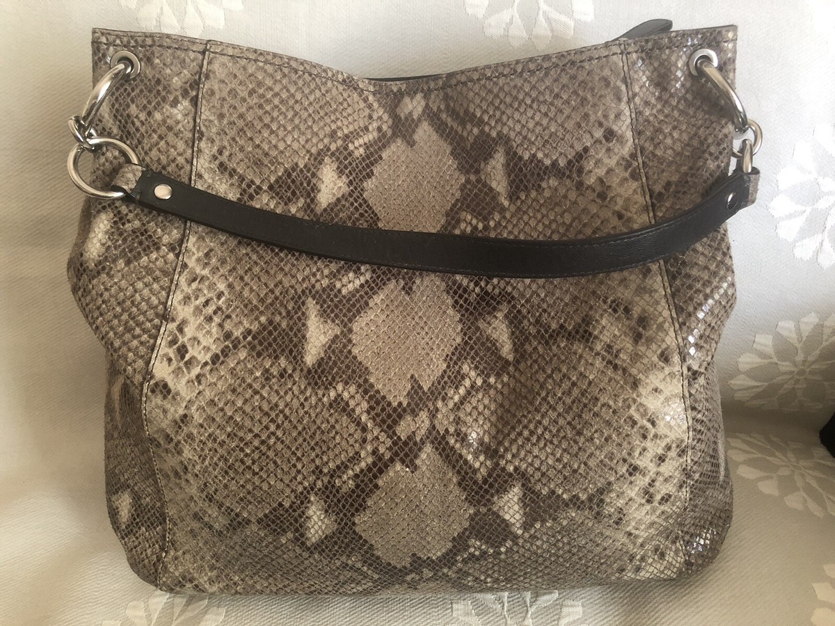 Coach Embossed Python Snake Print Shoulder Purse Satchel / Hobo