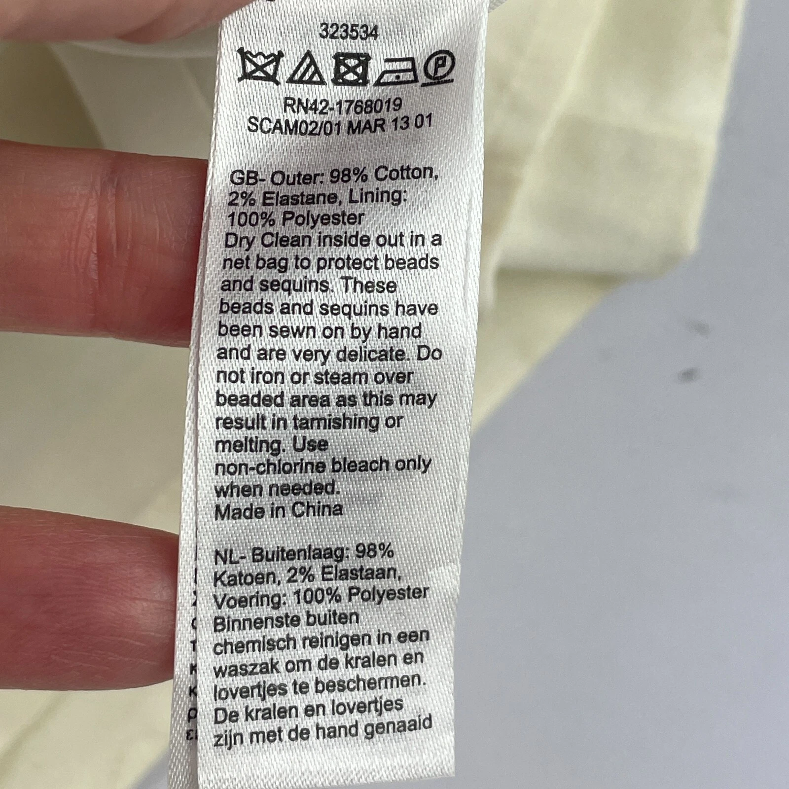 OFF WHITE Abito MONSOON 8 bianco sporco senza spalline lunghezza ginocchio floreale paillettes bodycon perline