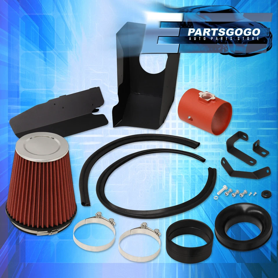 For 08-10 Ford F250 F350 F450 Super Duty 6.4 Cold Air Intake Red + Filter Shield - Image 3 of 4
