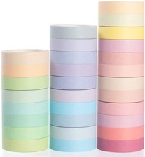 30 Rolls Skinny Washi Tape Pastel 10mm Wide Masking Decorative Tape
