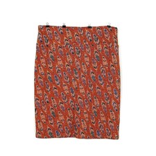 LulaRoe Womens sz 2XL Cassie Skirt Orange Feather Print Knee Length Pencil