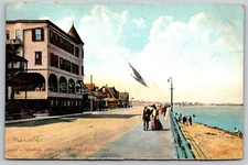 Winthrop Beach Massachusetts Postcard Winthrop Boulevard Cottages Walking Couple