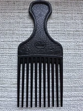 Vintage Goody Black Hair Pick Textured Plastic Handle Lift Comb 6.5"