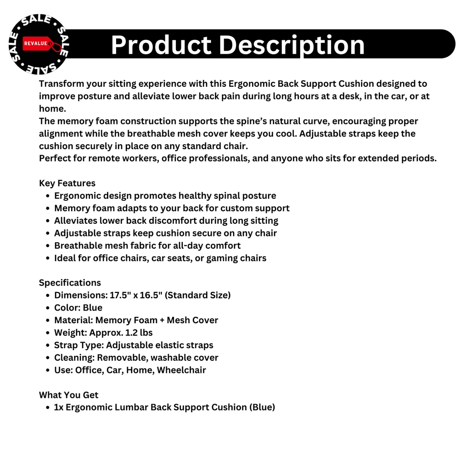 Almohada de soporte lumbar para corrección de postura - Alivia el dolor de espalda para oficina, escritorio, Foto 2 de 4