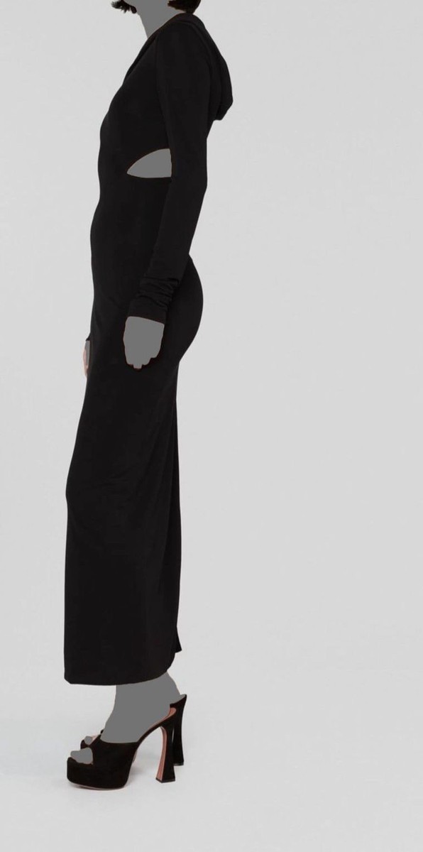 【関税込み】versace Long cut-out hooded dress Hooded cutout jersey maxi dress in black - Versace | Mytheresa