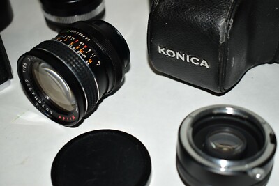 Konica Autoreflex T3 w/ Hexanon 50mm f/1.4, Miida 28mm Lentar 80