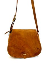 Roots Canada Vintage Rare Brown Raw Leather Saddle Shoulder Bag Patina Brass