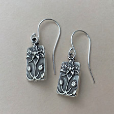 New Artisan Sterling Silver Sundance Charm Earrings flower simple jewelry